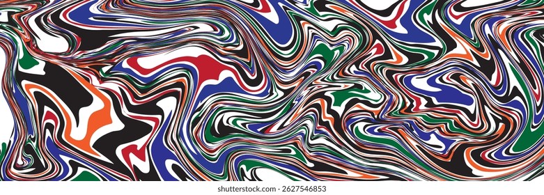 Blue wavy lines abstract background. Trendy psychedelic retro style backdrop. Waves, swirl and twirl pattern. Twisted distorted vector texture. Y2k aesthetic design. vector