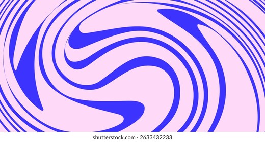 Blue Wavy Lines Abstract Background in Trendy Retro Psychedelic Style. Twisted, Swirled, and Distorted Vector Texture Pattern