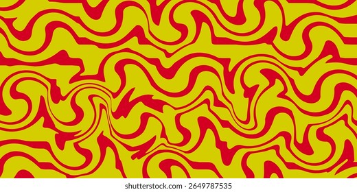 Blue wavy lines abstract background. Trendy psychedelic retro style backdrop. Waves, swirl and twirl pattern. Twisted distorted vector texture. Y2k aesthetic design