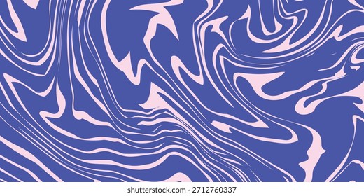 Fondo Abstractas de líneas onduladas azules en estilo psicodélico retro de moda. Patrón de textura de Vector retorcido, remolinado y distorsionado