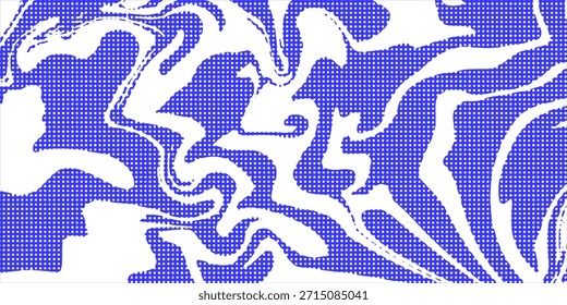 Fondo abstracto de líneas onduladas azules. Moderno telón de fondo de estilo retro psicodélico. Ondas, remolino y patrón de giro. Textura de Vector distorsionada retorcida. Diseño estético Y2k moderno