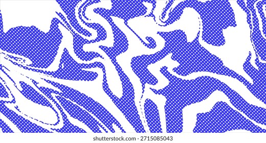 Fondo abstracto de líneas onduladas azules. Moderno telón de fondo de estilo retro psicodélico. Ondas, remolino y patrón de giro. Textura de Vector distorsionada retorcida. Diseño estético Y2k moderno