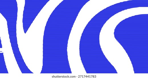 Blue wavy lines abstract background. Trendy psychedelic retro style backdrop. Waves, swirl and twirl pattern. Twisted distorted vector texture. Y2k aesthetic design