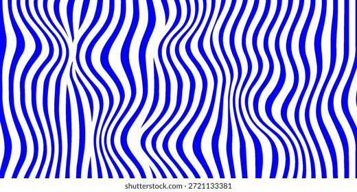 Fondo abstracto de líneas onduladas azules. Fondo de estilo retro psicodélico de moda. Ondas, remolino y patrón de giro.
