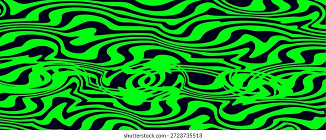 Fondo abstracto de líneas onduladas azules. Fondo de estilo retro psicodélico de moda. Ondas, remolino y patrón de giro. Textura de Vector distorsionada retorcida. Diseño estético Y2k
