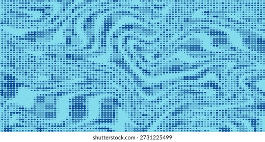 Fondo abstracto de líneas onduladas azules. Fondo de estilo retro psicodélico de moda. Ondas, remolino y patrón de giro. Textura de Vector distorsionada retorcida. Diseño estético Y2k