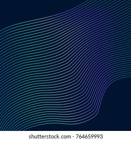 Blue wavy lines abstract background, vector illustration
