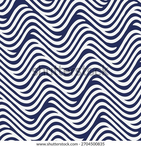 Blue Wavy Lines Abstract Background in Trendy Retro Psychedelic Style. Twisted, Swirled, and Distorted Vector Texture Pattern. Vector illustration