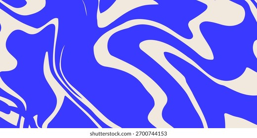 Blue wavy lines abstract background.Modern Trendy psychedelic retro style backdrop. Waves, swirl and twirl pattern. Twisted distorted vector texture. Y2k aesthetic design