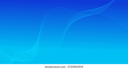 Anuncio largo de Vector abstracto de líneas onduladas azules. Fondo de degradado mínimo con lugar para el texto. Portada de medios sociales, encabezado, Anuncio de Web