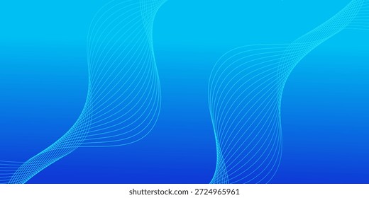 Anuncio largo de Vector abstracto de líneas onduladas azules. Fondo de degradado mínimo con lugar para el texto. Portada de medios sociales, encabezado, Anuncio de Web