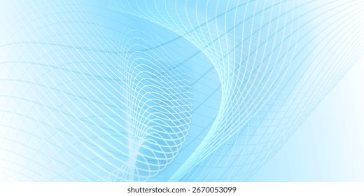 Las líneas onduladas azules crean una sensación de movimiento sobre un fondo blanco, formando un fondo abstracto.