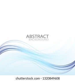 
Blue wavy lines of an elegant horizontal wave. Design element