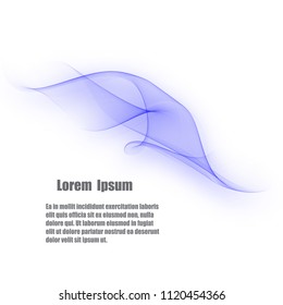 Blue wavy lines in form wave of smoke or water.Abstract background.