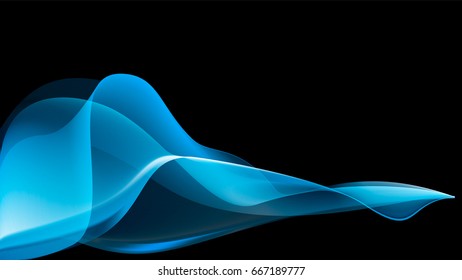 blue wavy lines on a black background