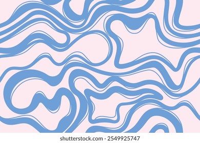 Líneas onduladas azules sobre un fondo claro. Fondo psicodélico de moda abstracto del patrón inconsútil en estilo plano. El efecto óptico de la ilusión del movimiento de ondas, vórtices. Textura de Vector