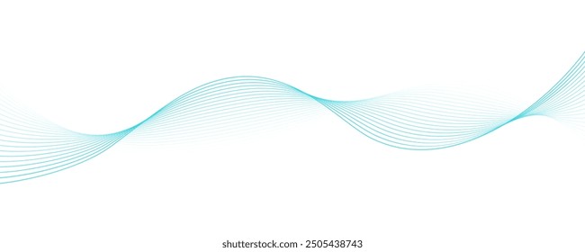 Blue wavy lines pattern on white background, abstract striped dynamic sound wave pattern, flowing smoot feeling. Simple design.