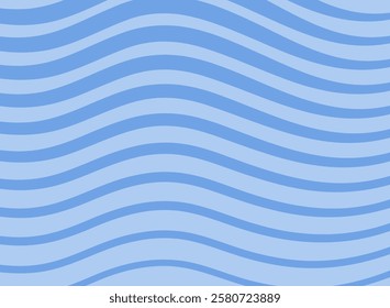 Blue wavy lines pattern. Poster with river like waves. Curvy shapes, impression painting, flow concept. Abstract smooth geometric texture. Optical illusion background, aesthetic vector illustration