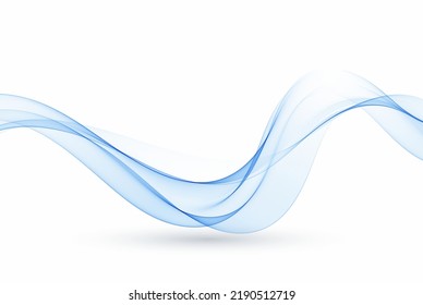 Blue wavy lines, transparent abstract wave flow.