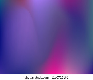 Blue Wavy Neon Light Gradient Background. Vector Illustration. Blue, Navy, Violet, Pink Mesh Waved Mesh Texture. Liquid Blur Neon Colors Original Gradient Backdrop.