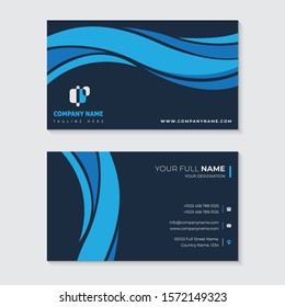 Blue wavy new trendy elegant business card