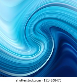 Blue  wavy paint streams. Vector abstract background. Acrylic paint
