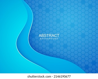 blue wavy paper cut abstract background with polygon texture