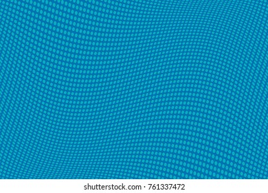 Blue Wavy pattern Halftone background. Comic dotted backdrop with circles, dots, rounds, design element for web banners, posters, cards, wallpaper, sites. Pop art style. Vector illustration