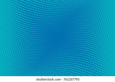 Blue Wavy pattern Halftone background. Comic dotted backdrop with circles, dots, rounds, design element for web banners, posters, cards, wallpaper, sites. Pop art style. Vector illustration