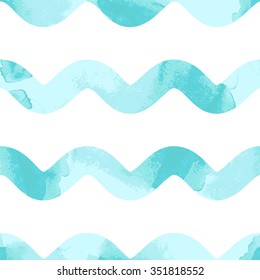 Blue wavy seamless pattern. Trendy vector wallpaper.