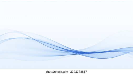 Blue wavy stream of transparent wave on a white background.