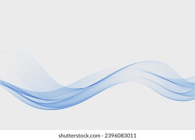Blue wavy stream of transparent wave on a white background.