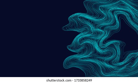 Blue wavy stripes - abstract background