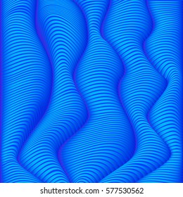blue wavy stripes abstract background. vector illustration