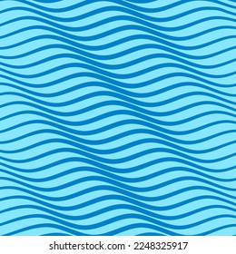Blue wavy stripes seamless pattern. Vector Background.