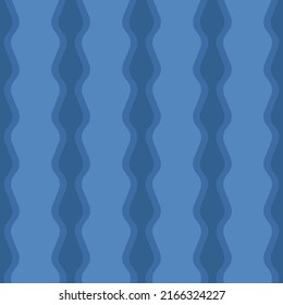 Blue wavy stripes for wallpaper. Vector seamless and striped. Print for surfaces and design.