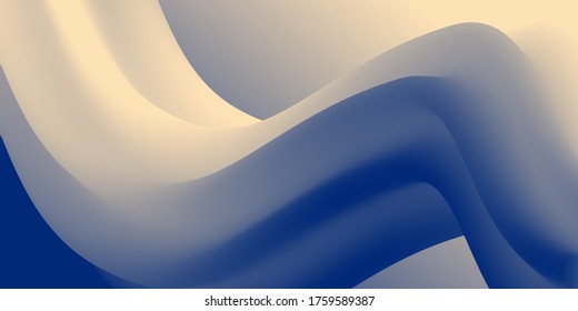 Blue wavy surface. Minimalistic design. Vector 3d illustration. Abstract background in trend colors of 2020. Colorful trend graphic design. Multi-colored gradient substance. Modern cover template, eps