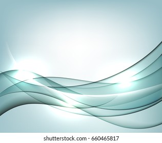 Blue wavy vector Template Abstract background with transparent curves lines. For flyer, brochure, booklet and websites design.