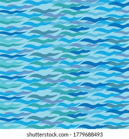 Blue wavy water seamless pattern. 