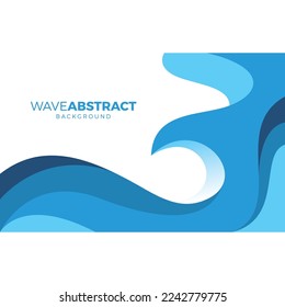 Blue Wavy Water Style Papercut Background. Papercut Abstract Vector