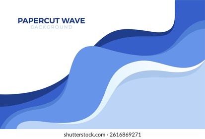 Blue wavy water style papercut background design