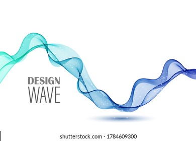 
Blue wavy wave with shadow. Design element