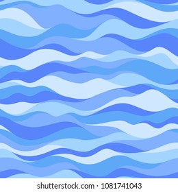 Blue wawes seamless pattern. Abstract modern vector background.