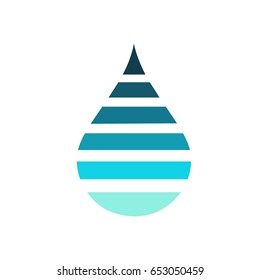 Blue wawy water drop icon. logo, vector. sign
