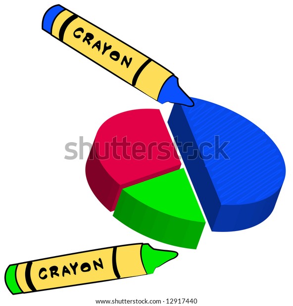blue wax crayon\
coloring circle graph -\
vector