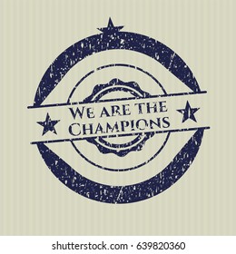 Blue We are the Champions distress rubber texture