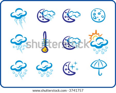 Blue Weaher Icons hand drawing