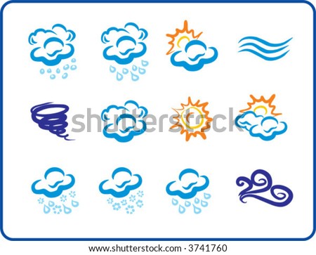 Blue Weaher Icons hand drawing