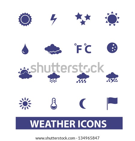 blue weather icons set, vector