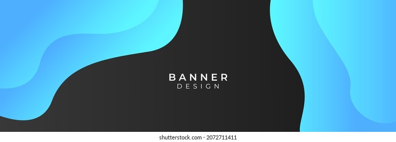 Banner azul con fondo geométrico. Banderas de promoción horizontal con colores de degradado de tecnología azul y fondo geométrico abstracto. Diseño de cabecera. Vibrante plantilla de cupón.